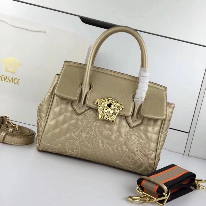 Versace Chain Handbags DBFF452 full leather embroidered gold
